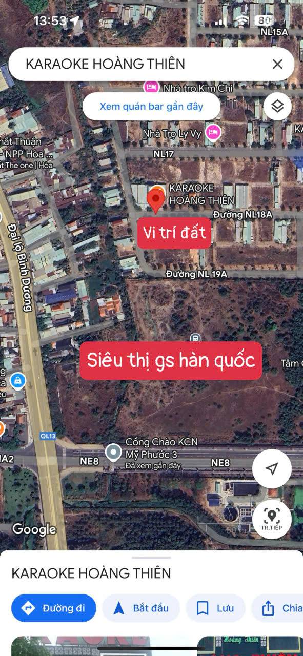 vị trí chính xác lô đất đường nl18a mỹ phước 3