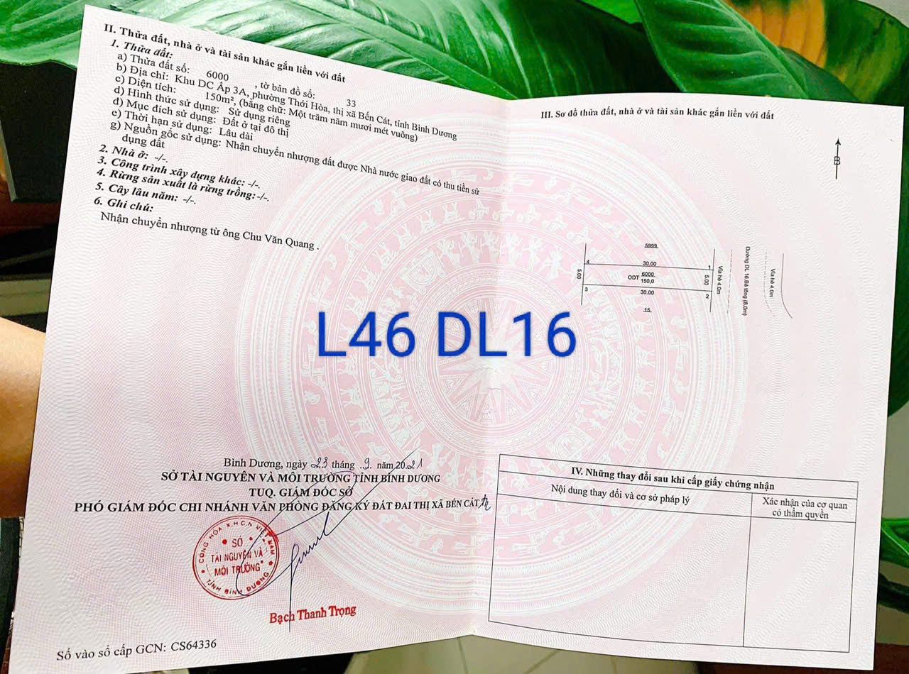 sổ lô L46 đường dl16 mỹ phước 3